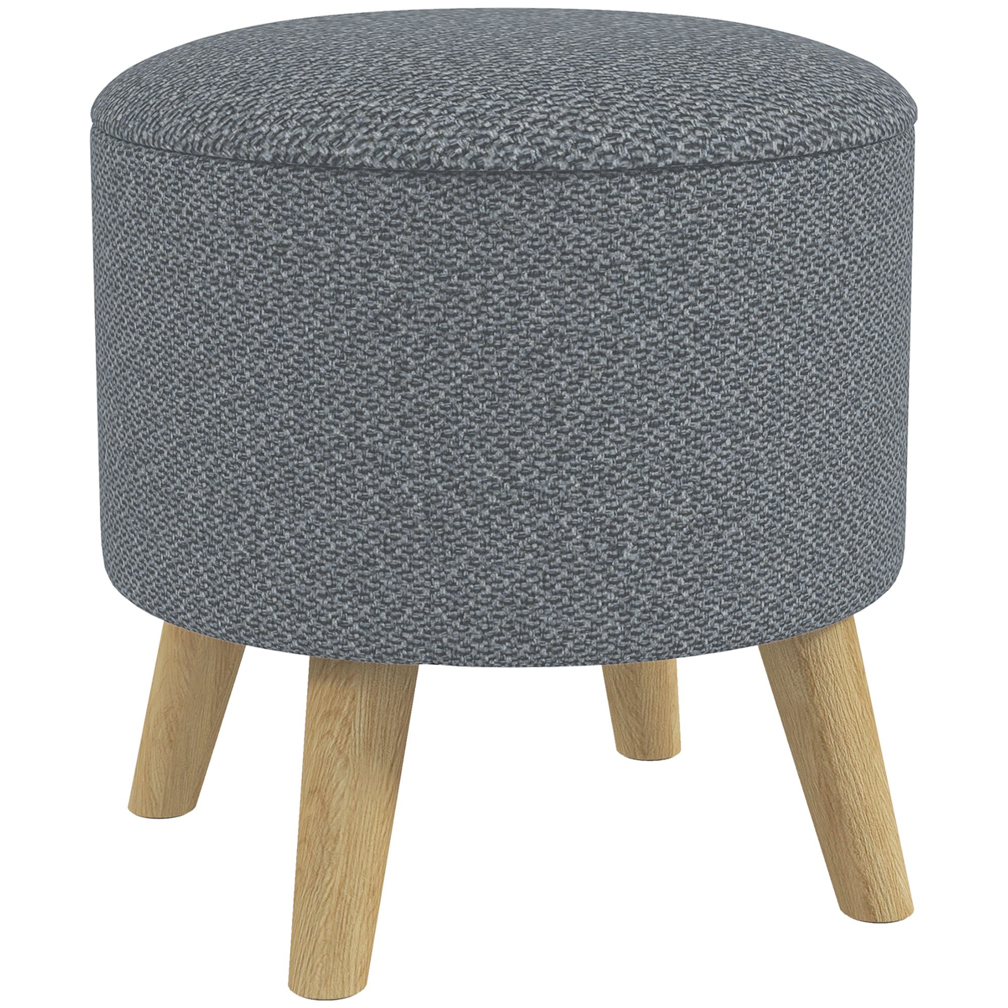 TEMU HOMCOM Pouf rond -pieds tabouret avec coffre de rangement pieds en bois design moderne