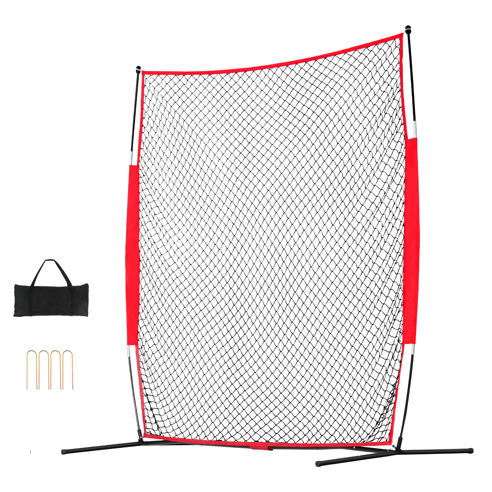 Image of Vevor Backstop Net, 7x7 Ft Barrier Netting, Portable Practice Equipment With Carry Bag, Protection Screen For Baseball Softball Soccer Hockey Training, For Backyard
