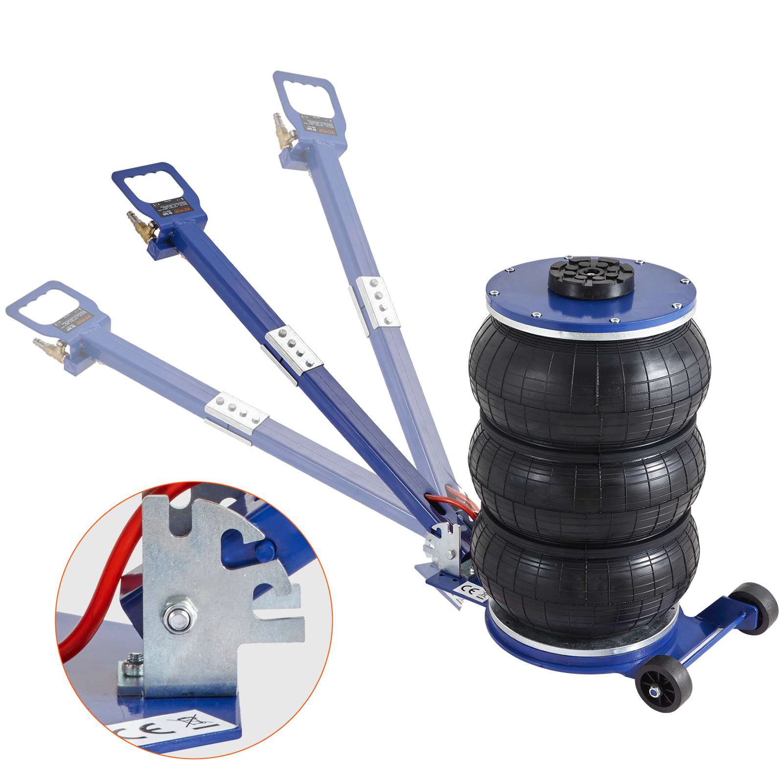 Image of Air Jack, 5 Ton/11000 Lbs Air Jack, Airbag Jack With 6 Steel Pipes, Lift Up To Inch/470 Mm, 3-5 Lifting Pneumatic Jack, With Adjustable Handle For Car, Garage, Repair