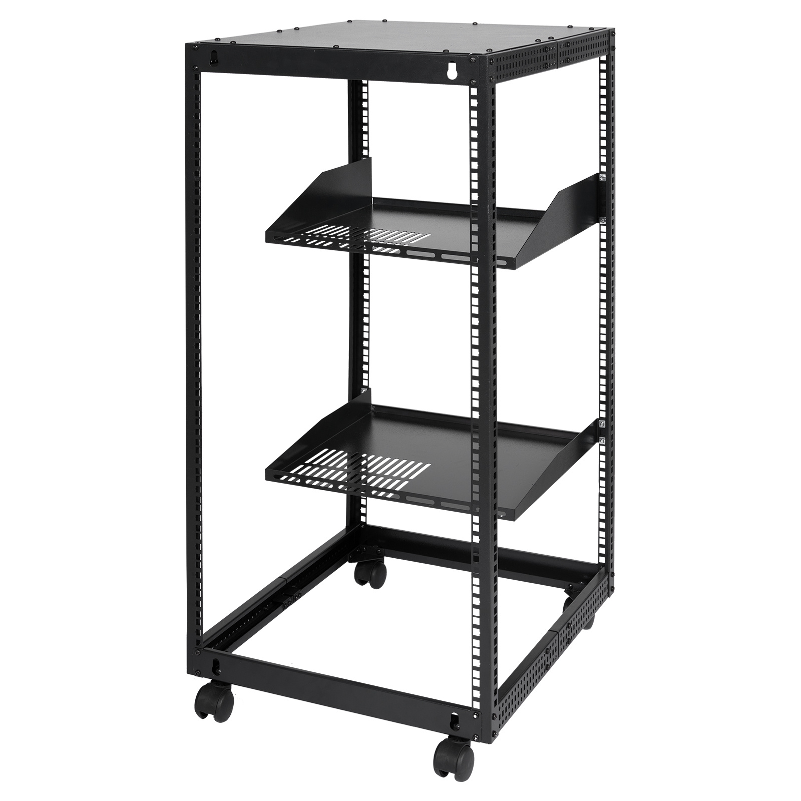 Image of 20u Server Rack, 15''-40'' Adjustable Depth, Free Standing Or Wall Mount Network Server Rack, 4 Post Av Rack With Casters, Holds All Your Networking It Equipment Av Gear Router Modem