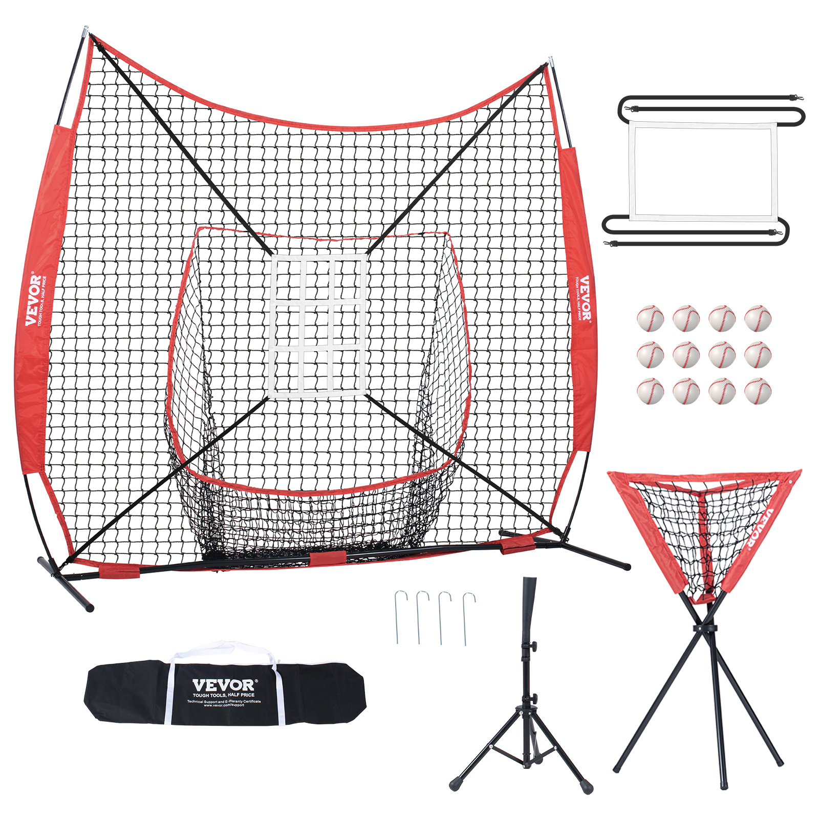 TEMU VEVOR Red de práctica de béisbol y softbol de 7x7 pies, Red de entrenamiento portátil de béisbol para , y lanzamiento, Equipo de backstop con de