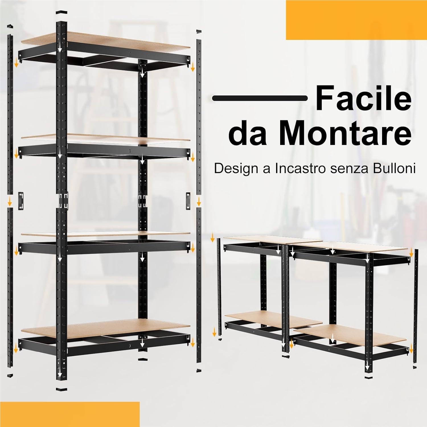 Confezione Da 2 Scaffalature Metalliche Con 4 Ripiani Regolabili 137x91 320kg O91 76497433