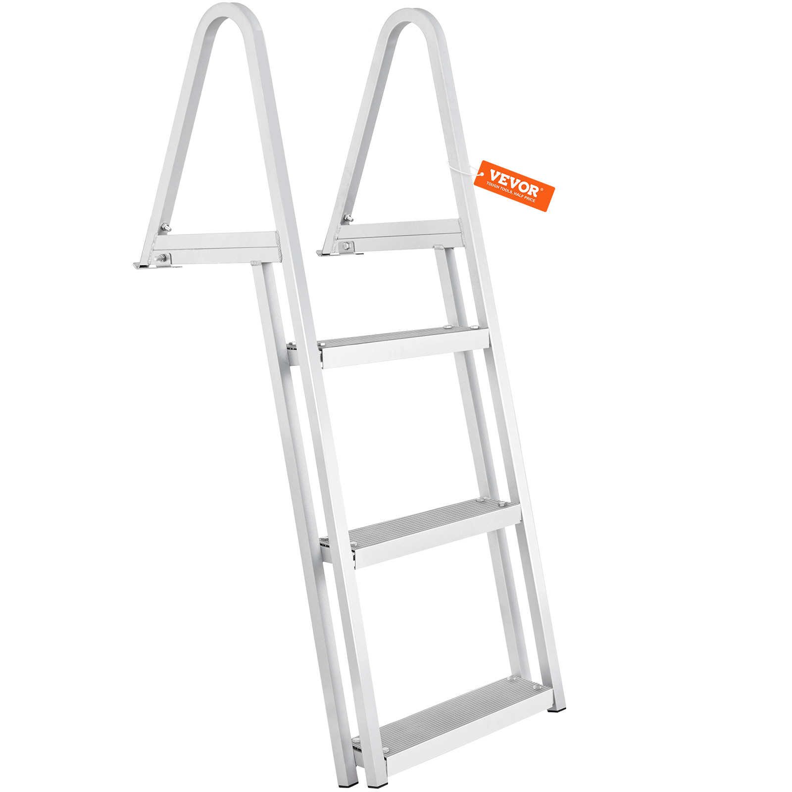 Image of Vevor Dock Ladder, Removable 3 Steps, 350 Lbs Load Capacity, Aluminum Alloy Pontoon Boat Ladder With 4'' Wide Step & Nonslip Rubber Mat, /lake/pool/marine Boarding