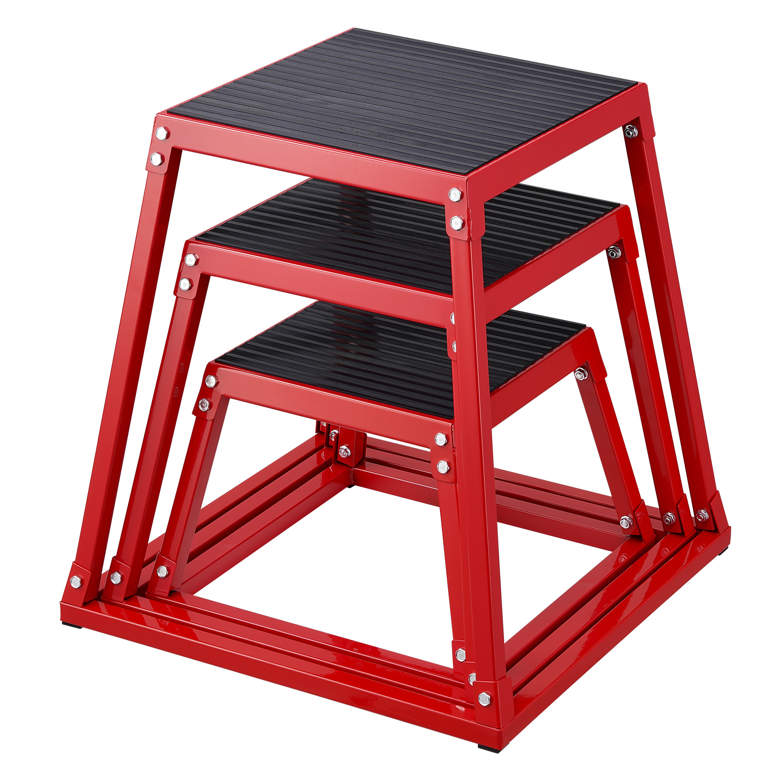 Image of Vevor Plyometric Jump Boxes, 12/18/24 Inch Plyo Box, Platform And Jumping Agility Box, Anti-slip Fitness Exercise Step Up Box Set For Home Gym Training, Conditioning Strength Training, Red