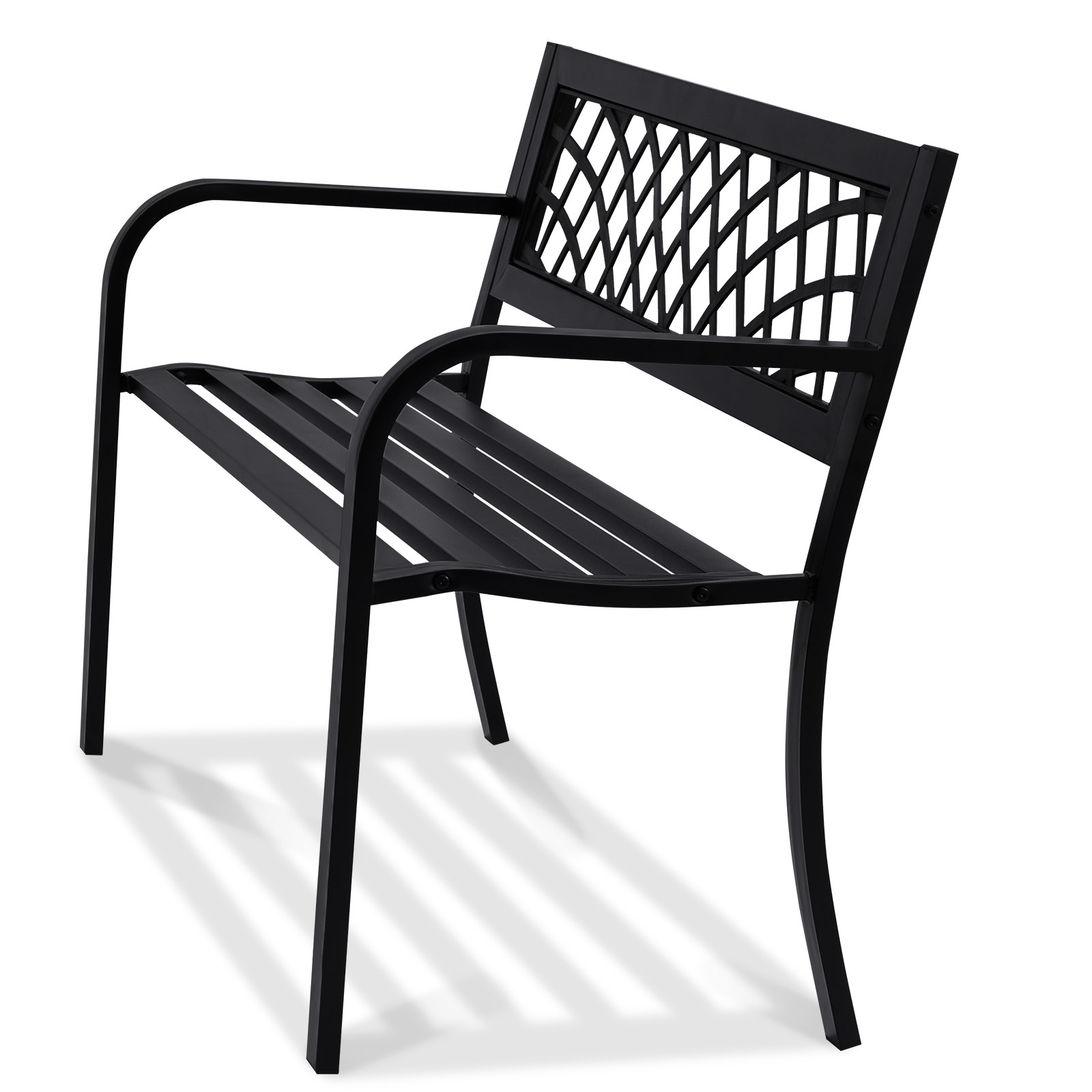 Image of Vevor Outdoor Bench, 46 Inches Metal Garden Bench For Outdoors, 480 Lbs Load Capacity Bench, Outdoor Bench With Backrest And Armrests, Patio Bench For Garden, Park, Yard, Front Porch