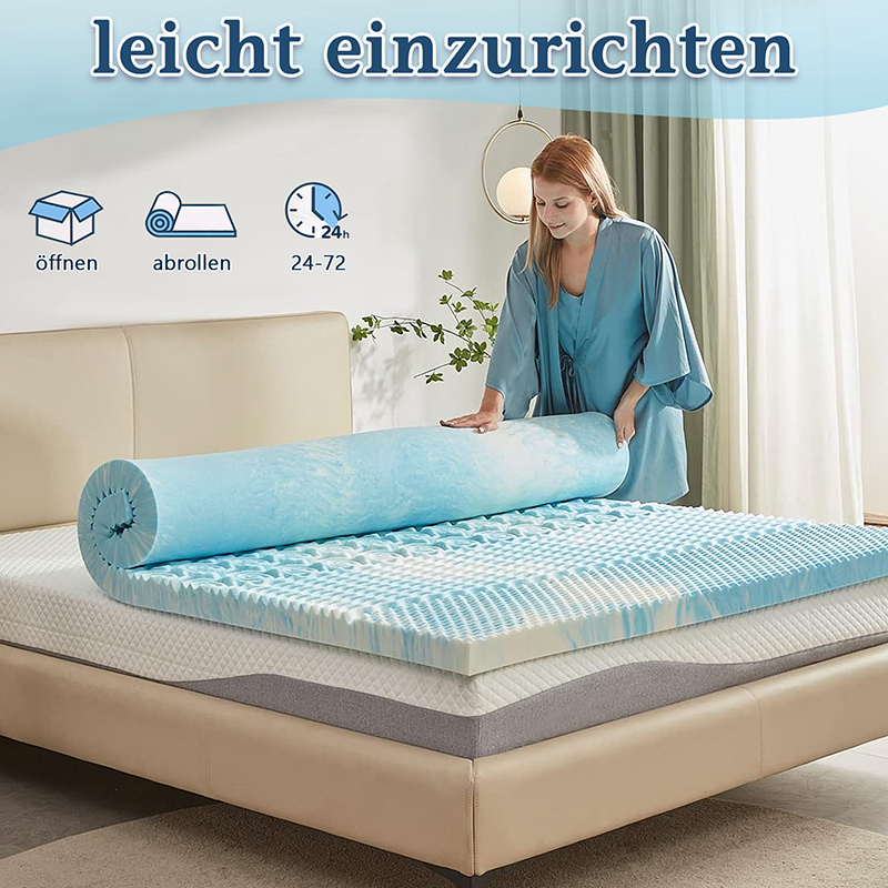 E-shop H3 Topper Gel-Memory-Schaum 5-, Matratzentopper 180/ 160/140/120/90 x 200 cm, 7,5 cm und 5 cm hoch Gel Mattress Topper, mit waschbarer Bezug, 4