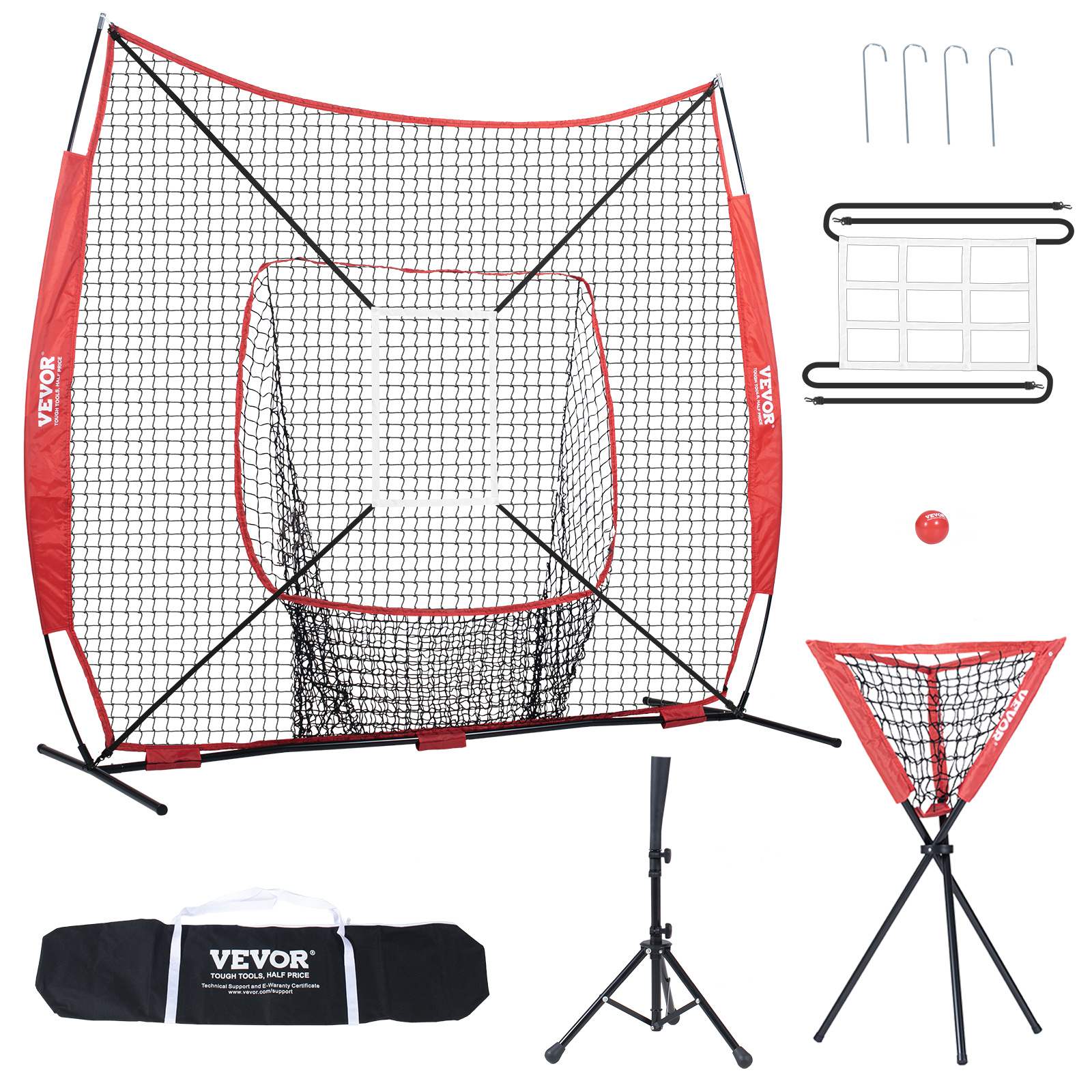 TEMU VEVOR Rete da Allenamento per Baseball e Softball 7x7 ft, Rete da Allenamento Portatile per Baseball per Batting Catching Pitching, Attrezzatura