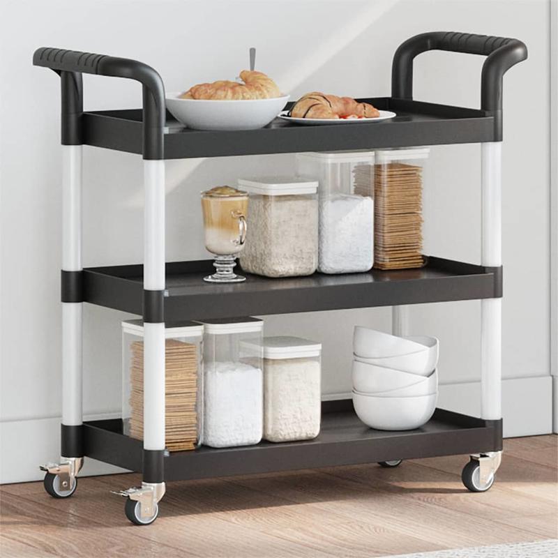 

3-tier Rolling Cart Black 77x34x72 Cm Aluminium