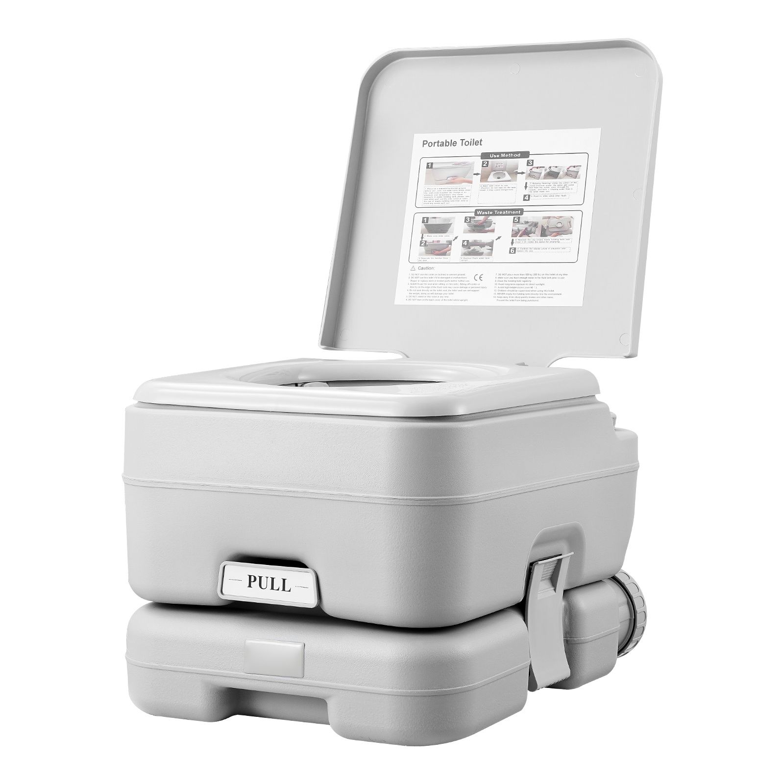TEMU VEVOR Inodoro Portátil para Acampar, Inodoro Portátil con de Residuos de 3.2 Gal y de Descarga de 3.2 Gal, Inodoro con Descarga a Presión con