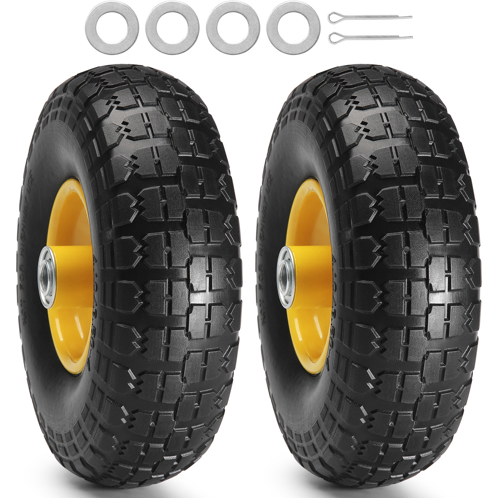 TEMU VEVOR Ruota con Pneumatico Run-Flat in PU , 10", Confezione , Carico 400 lbs, Carico Statico 450 lbs, Pneumatici e Ruote Tubeless Anti-Foratura