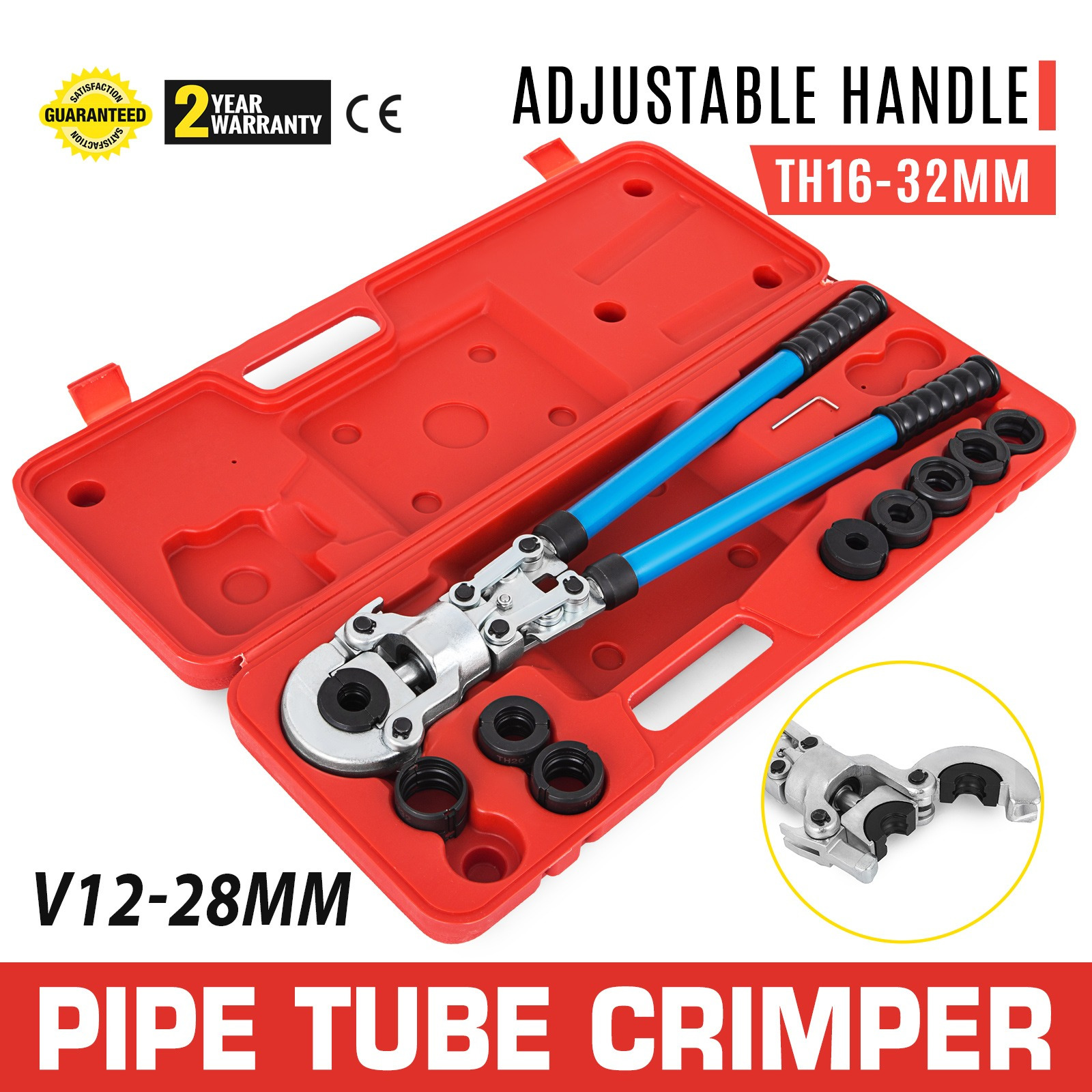 Vevor Crimping Pipe Tongs Th 16-32 Mm V 12-28 Mm 360° Rotating Head