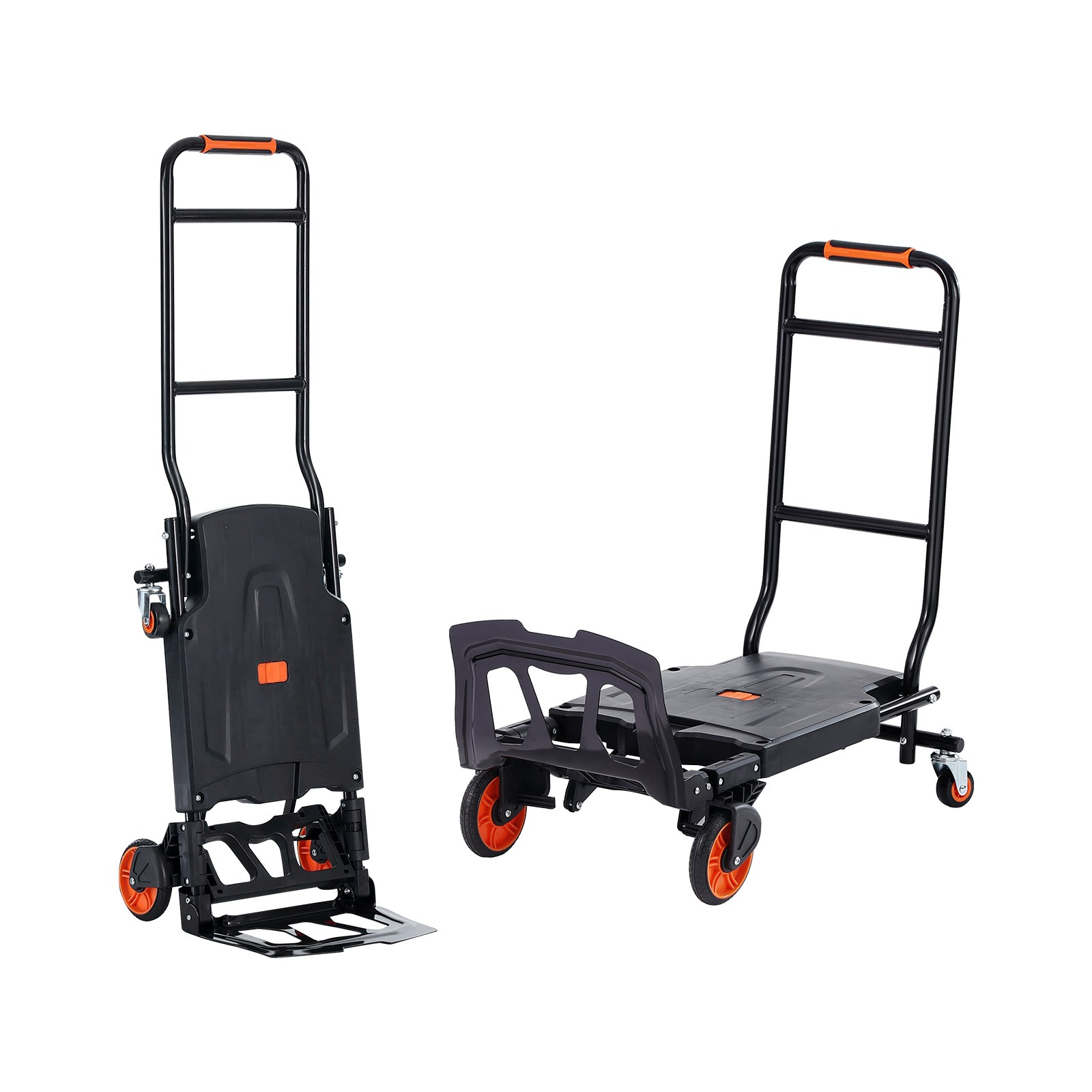 Image of Vevor Aluminum Hand Truck, 2 In 1, 300 Lbs Load Capacity, Heavy Duty Industrial Convertible Folding Hand Truck And Dolly, Utility Cart Truck To Platform Cart With Rubber Wheels