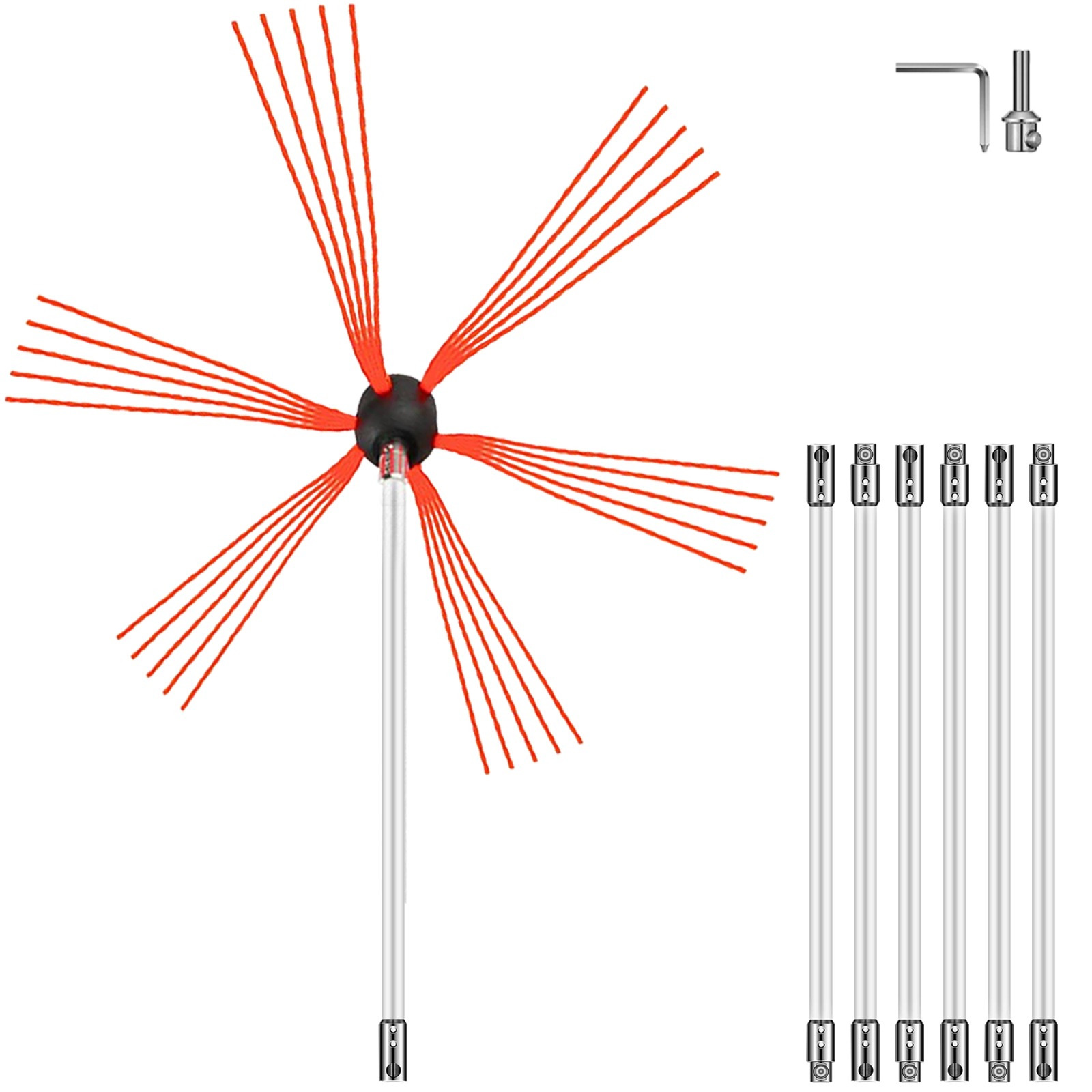 TEMU Vevor Chimney Sweep Kit 23ft Length, Kit With 7 Nylon Flexible Rods, Rotary Chimney Cleaning Kit By Drill, Chimney Cleaning Tool Kits For