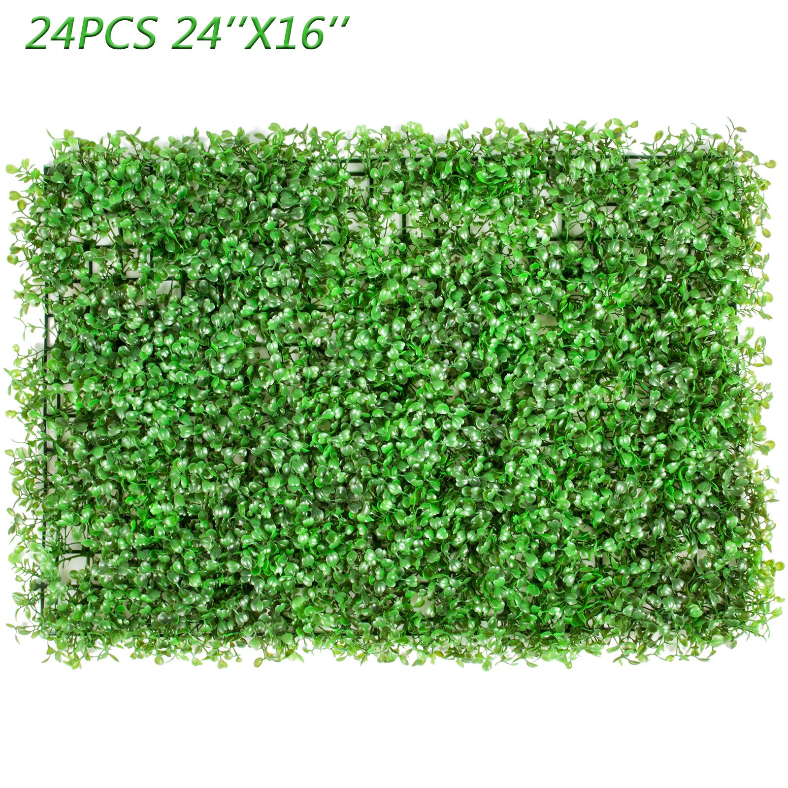 TEMU Vevor Artificial Boxwood Panel Uv 24pcs Boxwood Hedge Wall Panels Artificial Grass Backdrop Wall 24" X 16" 4 Cm Green Grass Wall, Fake Hedge For