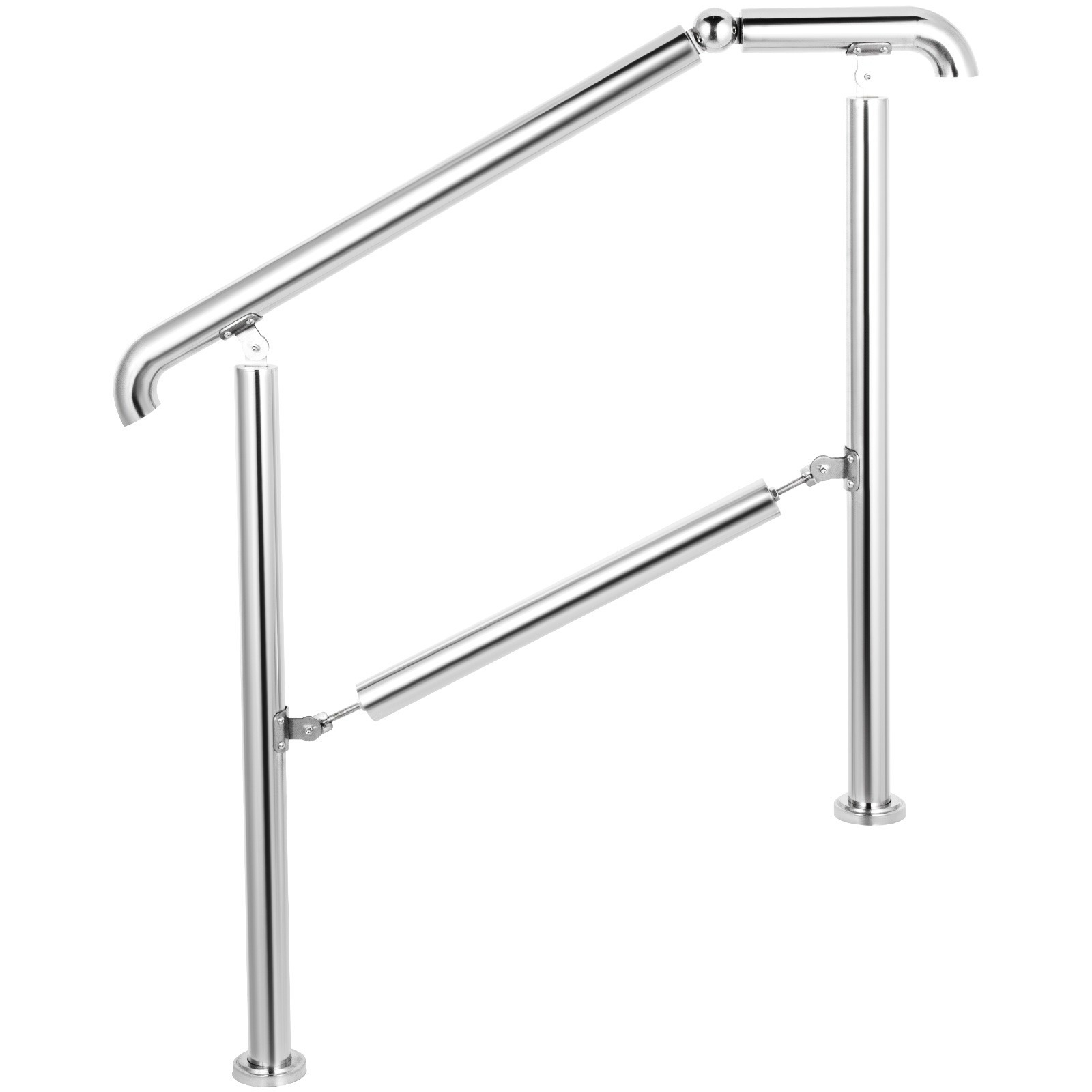 Image of Vevor 3 Step Railing Stainless Steel Handrail Fit For Level Surface And Steps Adjustable Stair Railing Indoor Outdoor Step Railings 220lb Capacity W/ Installation Kit Porch Diy