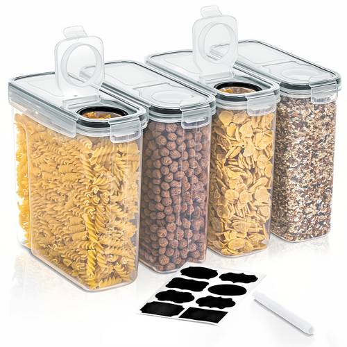taylor brown cereal storage containers set of 4 practical plastic food dispenser food grade and bpa free durable and ideal for flour storage
