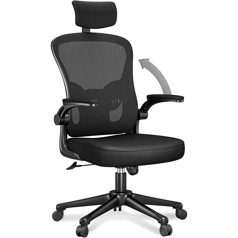 office desk chair with armrest high back ergonomic computer chair with adjustable headrest and lumbar support executive swivel chair for home and office black details 0