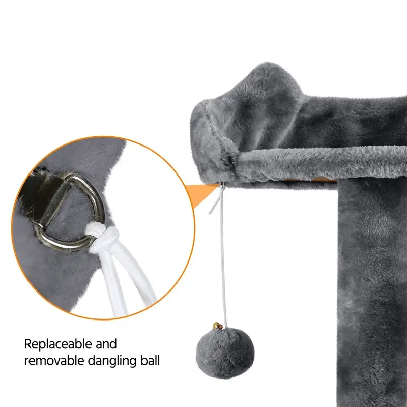 para gatos , 178cm , multinível com postes para arranhar, 2 condomínios & 2 bolas penduradas & 3 plataformas, móveis para gatos pequenos e médios, escuro/ Detalhes do produto 2