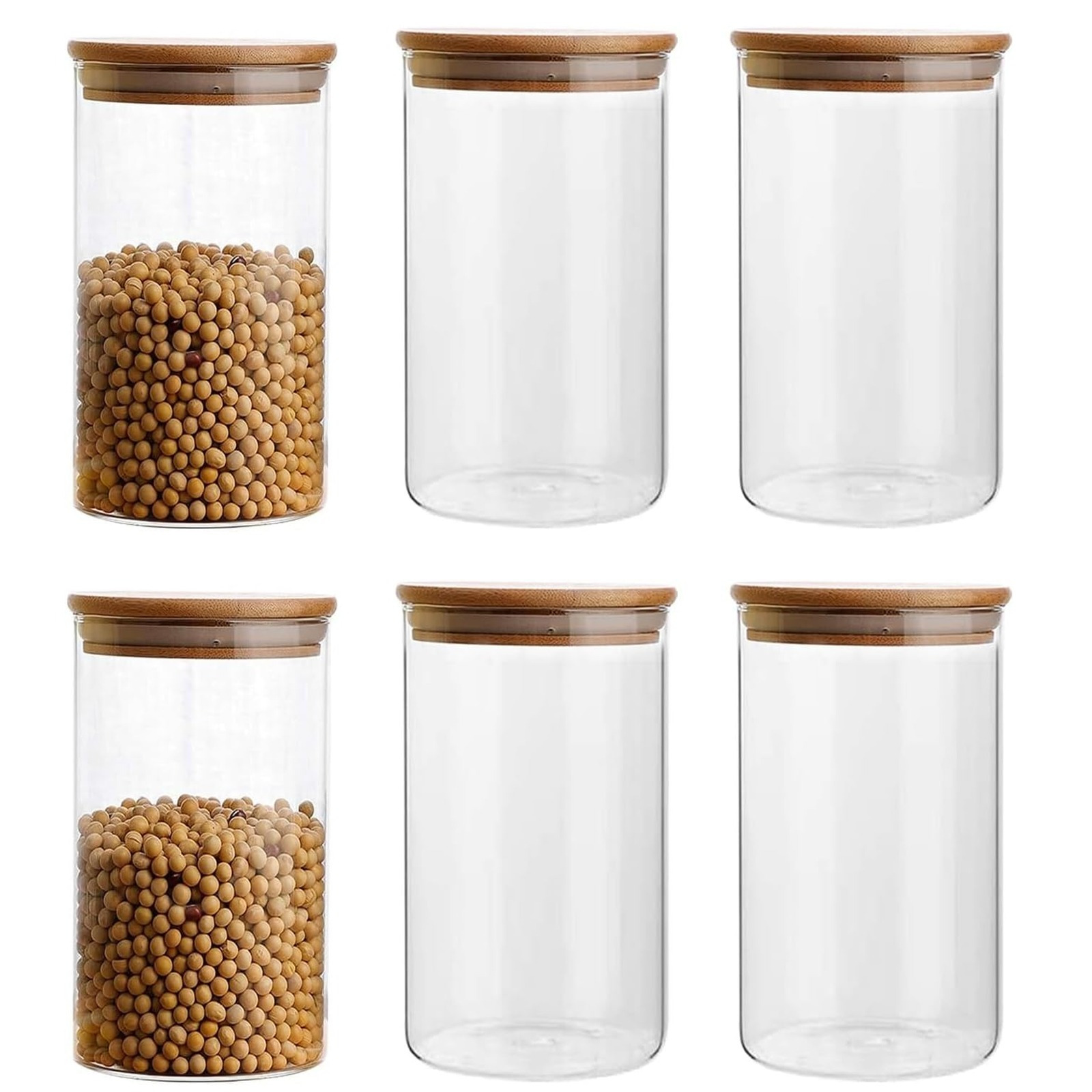 TEMU Atek 900ml Glass Jars With Airtight Lids, Clear Food Storage Containers With Sealing Lids, Set Of 6 High Borosilicate Canisters For Cereal,