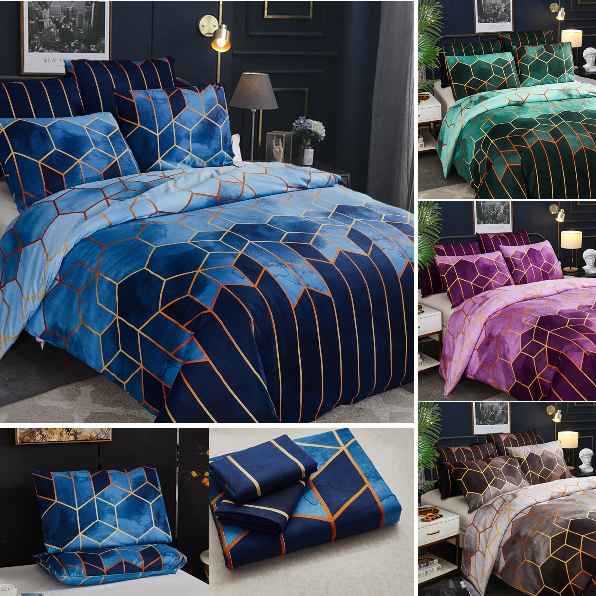 TEMU Luxury Duvet Cover Bedding Set With Quilt Cover & Pillowcases Double King Size