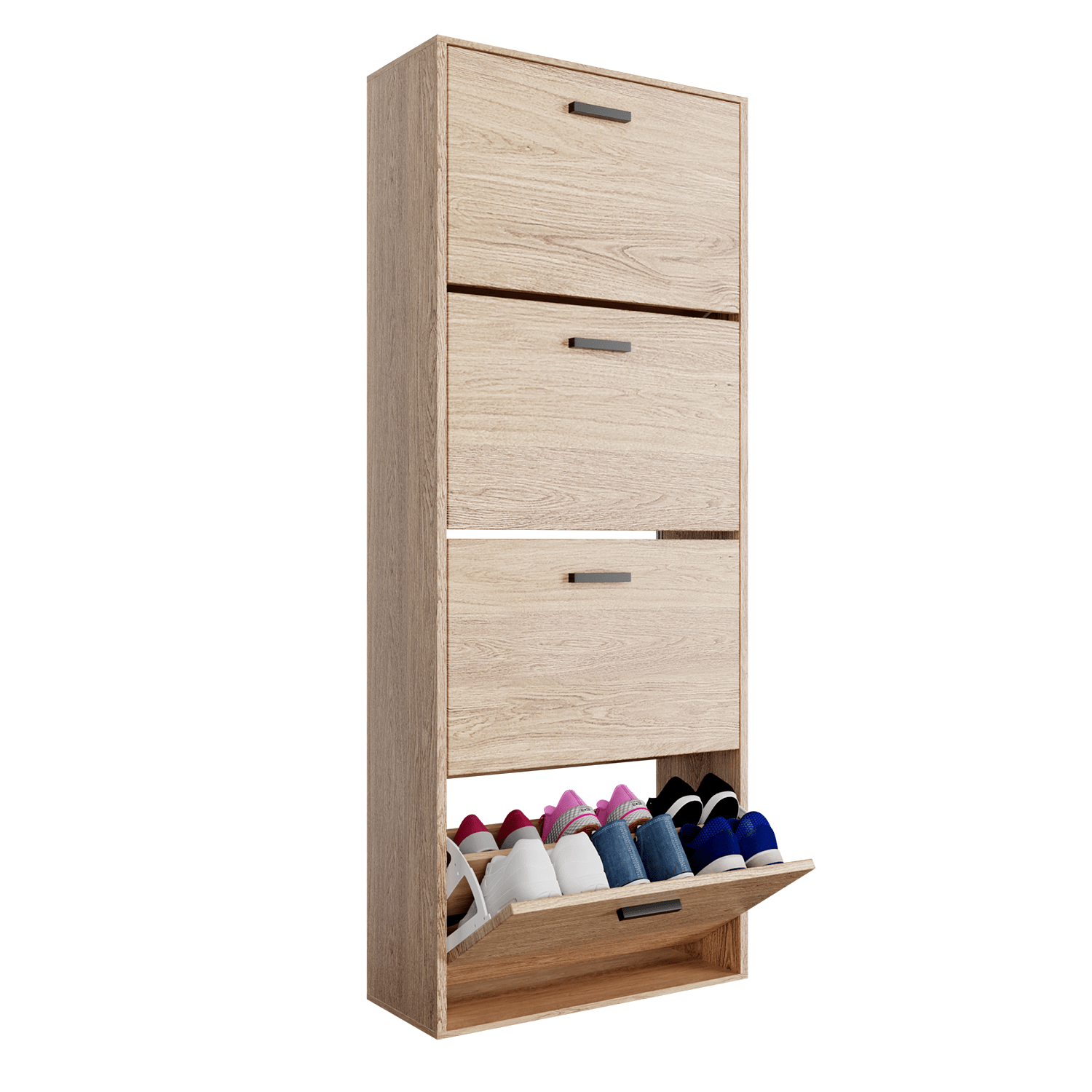 TEMU Armario para zapatos con 4 compartimentos de solapa, mueble de madera para almacenar 24 , organizador de entrada que ahorra