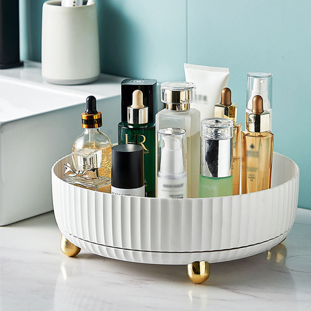 TEMU Rotating Makeup Organizer, Versatile Round Rotating Makeup & Perfume Organizer Vanity Storage Cosmetic Holder Jewelry Box Fruit Tray Kitchen