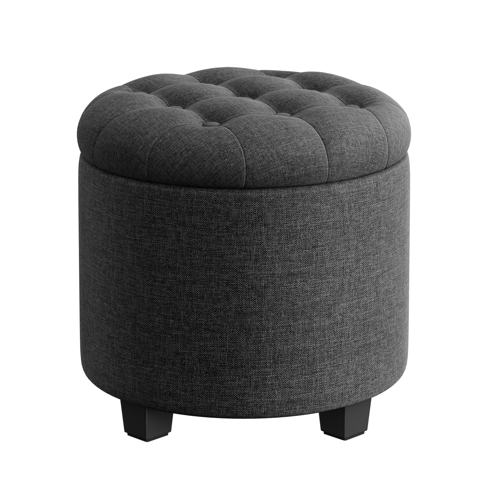 TEMU Round Stool With Storage, Footstool With Legs, Makeup Stool, Supports Up To 150 Kg, For Living Room And Bedroom
