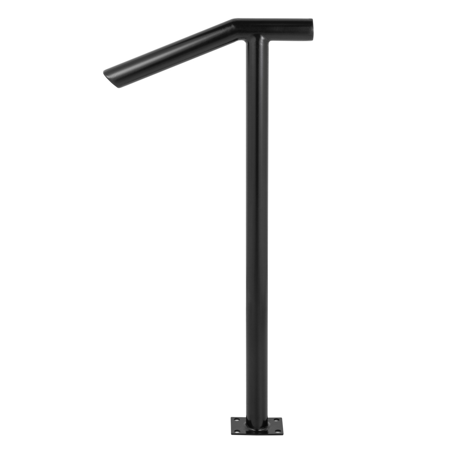 Image of Vevor Single Post 1-2, Black Steel Railing 441lbs Capacity Baking Varnish Iron Stairs Stylish Handrails For Outdoor Steps With Expansion Bolts & Drill Bit