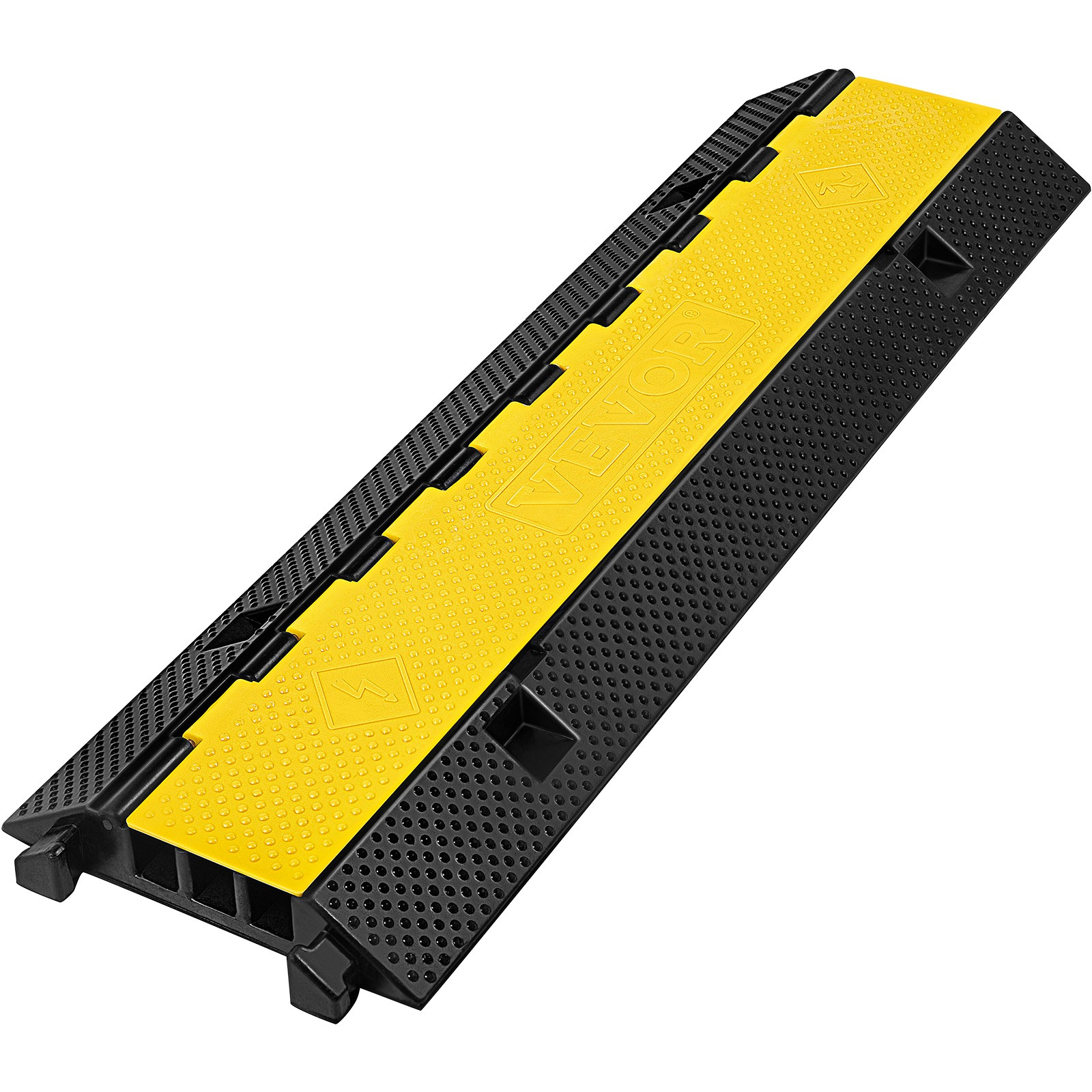 Vevor 1 Pack Of 3-channel Rubber Cable Protector Ramps Heavy Duty 44000lbs Load Capacity Cable Wire Cord Cover Ramp Speed Bump Driveway Hose Cable Ramp Protective Cover