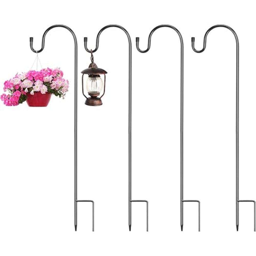 

4pcs 100cm Garden Shepherd Hook Metal Garden Stake Garden Stake With Hook Rust Resistant Flower Hanger Holder For Hanging Flower Hangers Bird Feeder Lantern Lighting Wind Chime Birdhouse