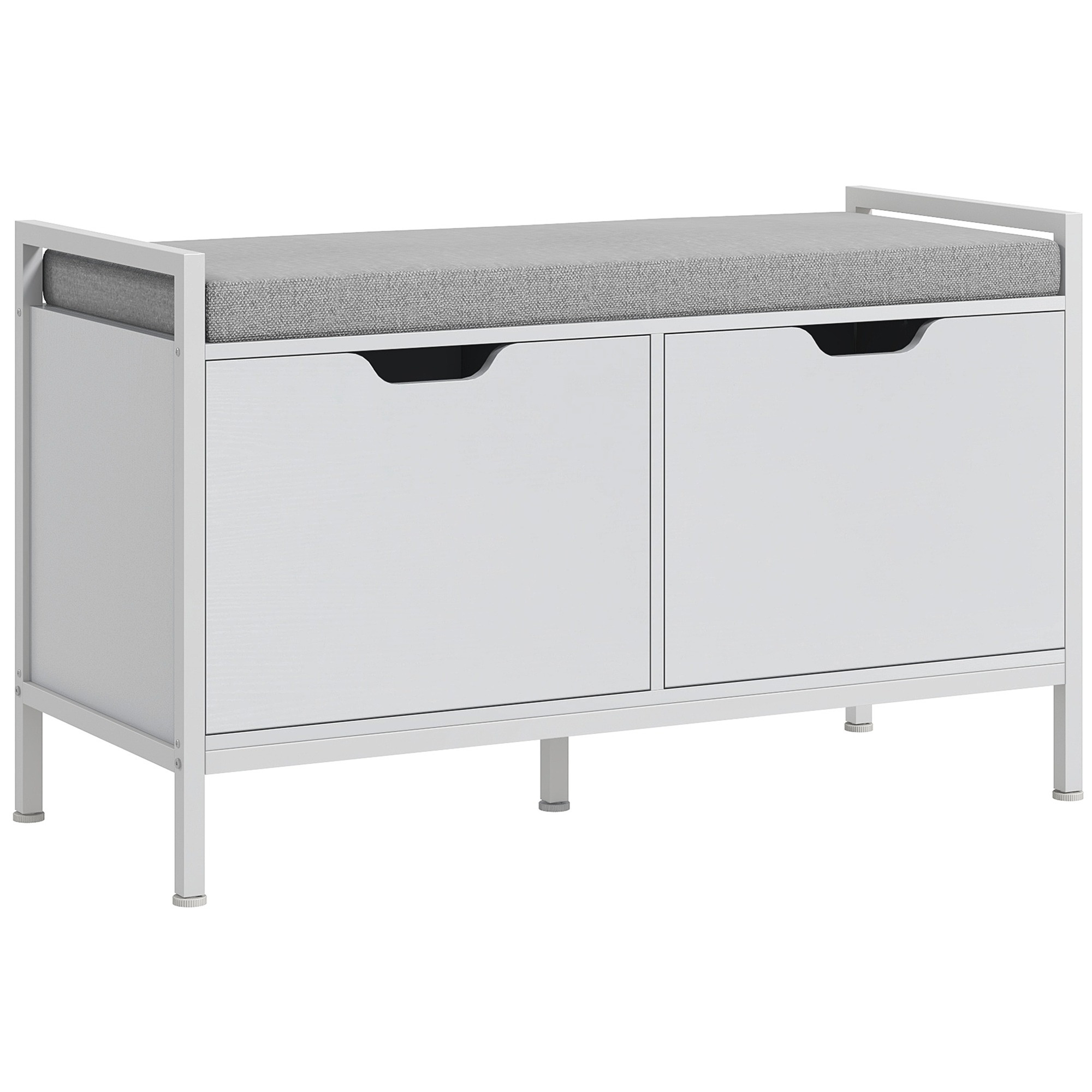 TEMU HOMCOM Zapatero Mueble Zapatero con Asiento Cojín Extraíble para 4 de Zapatos Zapatero para Entrada Recibidor Salón Pasillo 84x35x50 cm