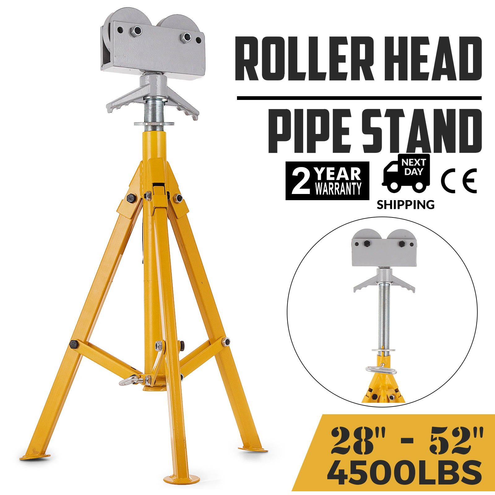 TEMU Vevor 0.5-12 Inch Roller Pipe Stand Adjustable Height 32"-55" Pipe 2500lb Capacity Stands Folding Portable High Folding Pipe Stand With Roller