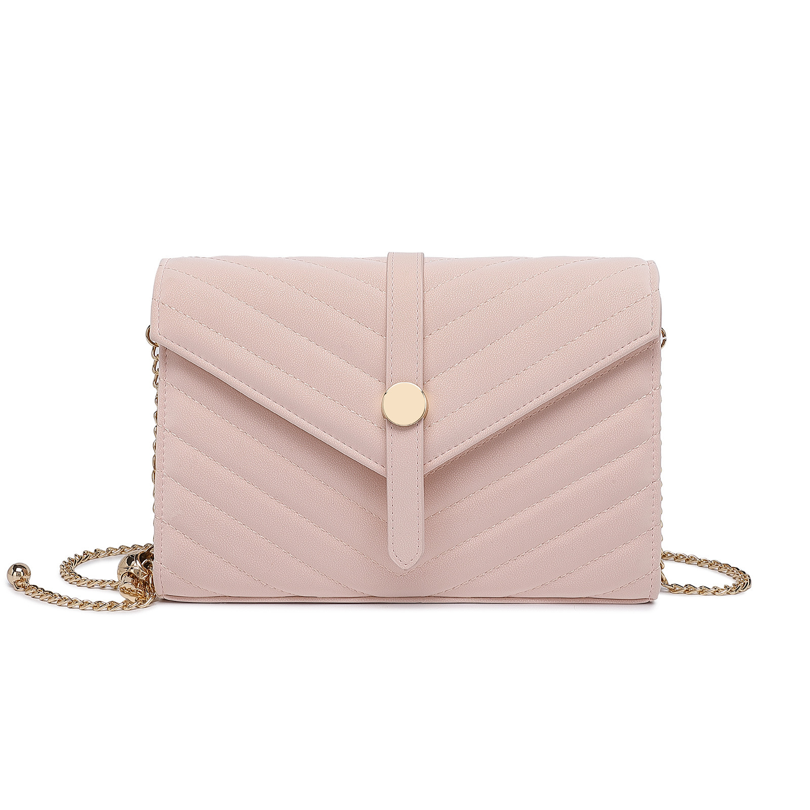 Image of 1pc Of Miss Lulu Fashion Trendy V-stitched Flap Leather Chain Bag 's Envelope Pochette Evening Bag Fashion Elegant Chain Bag Women' Clutch Bag Handbag Wedding Evening Bag Holiday Gift