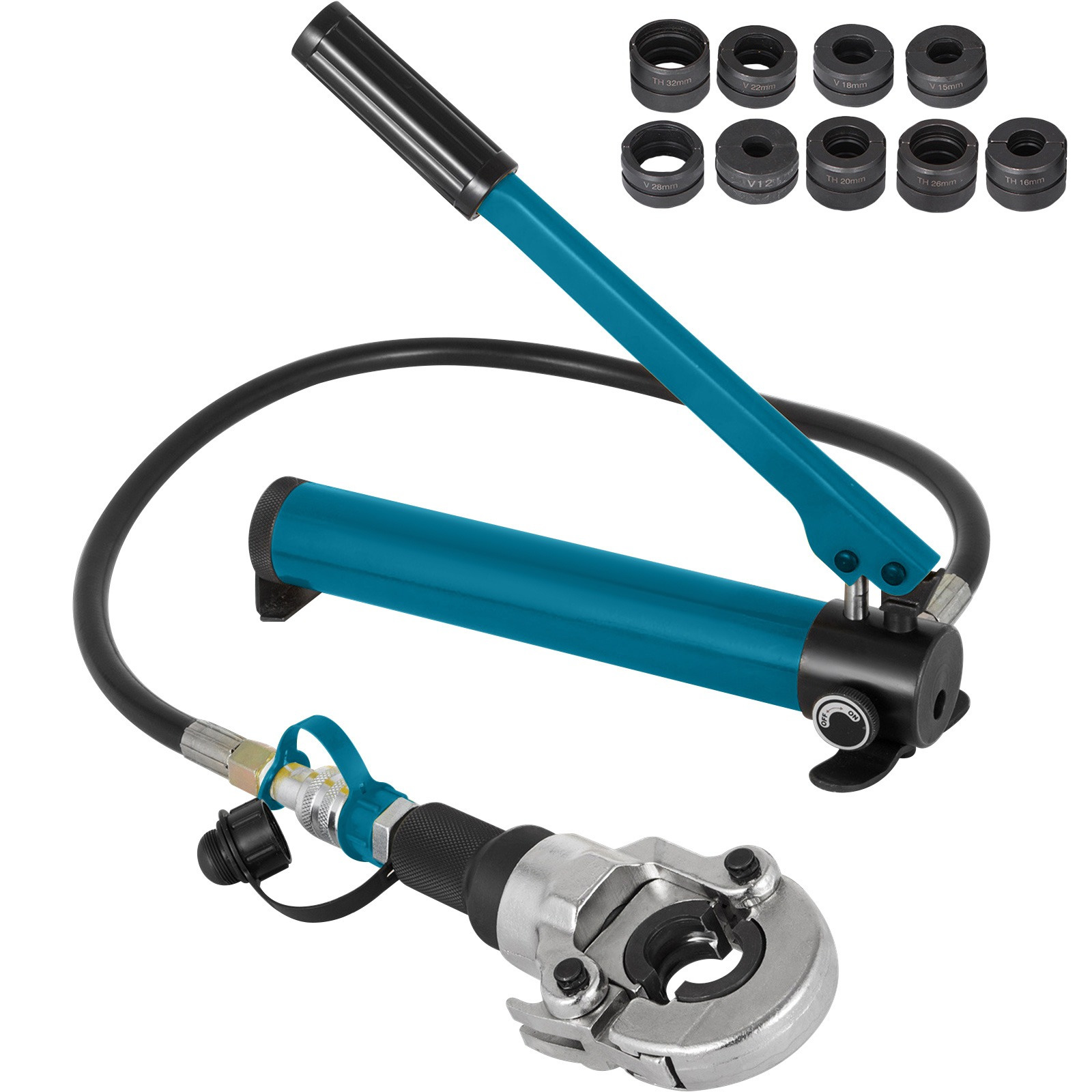 Image of Vevor 6t Hydraulic Crimping Tool V12-28mm Th16-32mm Press Pliers, V-shaped/th-shaped Pipe Crimping Pliers, Jaws 360° Head Hand-held Press Pliers Pe-x Crimping Tool For Composite Pipes Pex Pe-x Pb Pipe