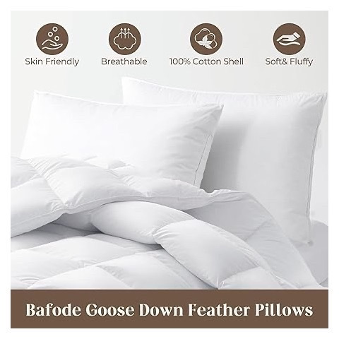OUTLET PRICE ROSE EMPIRE Premium Duck Feather and Down Pillows with Down Proof Fabric | Hotel Quality Pillow (pack of 2)