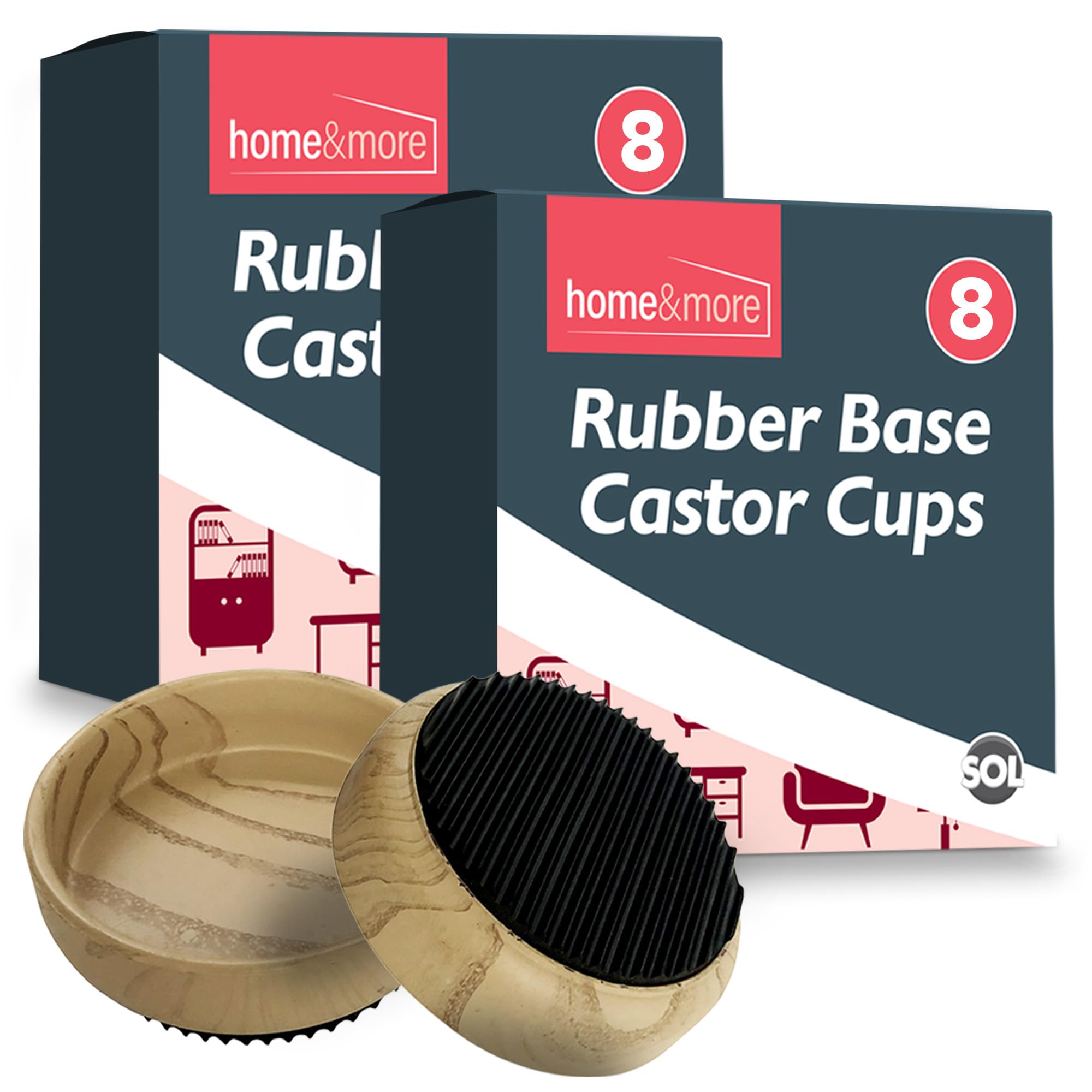 TEMU 16 Pack Rubber Castor Cups 60mm | Non-slip Furniture Castor Cups For Wooden Floors & Carpets | Heavy Duty Floor Protector Cups For Chair & Sofa