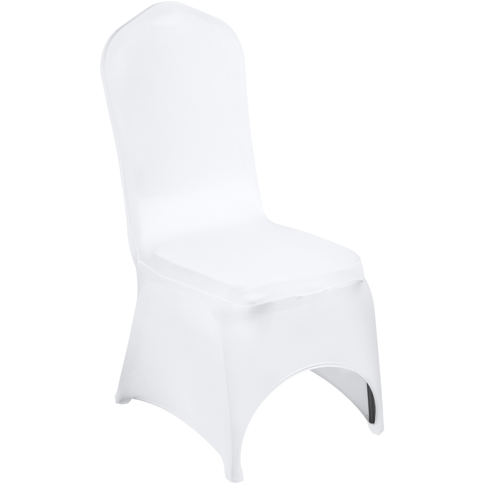 Image of Vevor Stretch Spandex Folding Chair Covers, Universal Fitted Arched Front Cover, Removable Washable Protective Slipcovers, For Wedding, Holiday, Banquet, Party, Celebration, Dining (50pcs White)