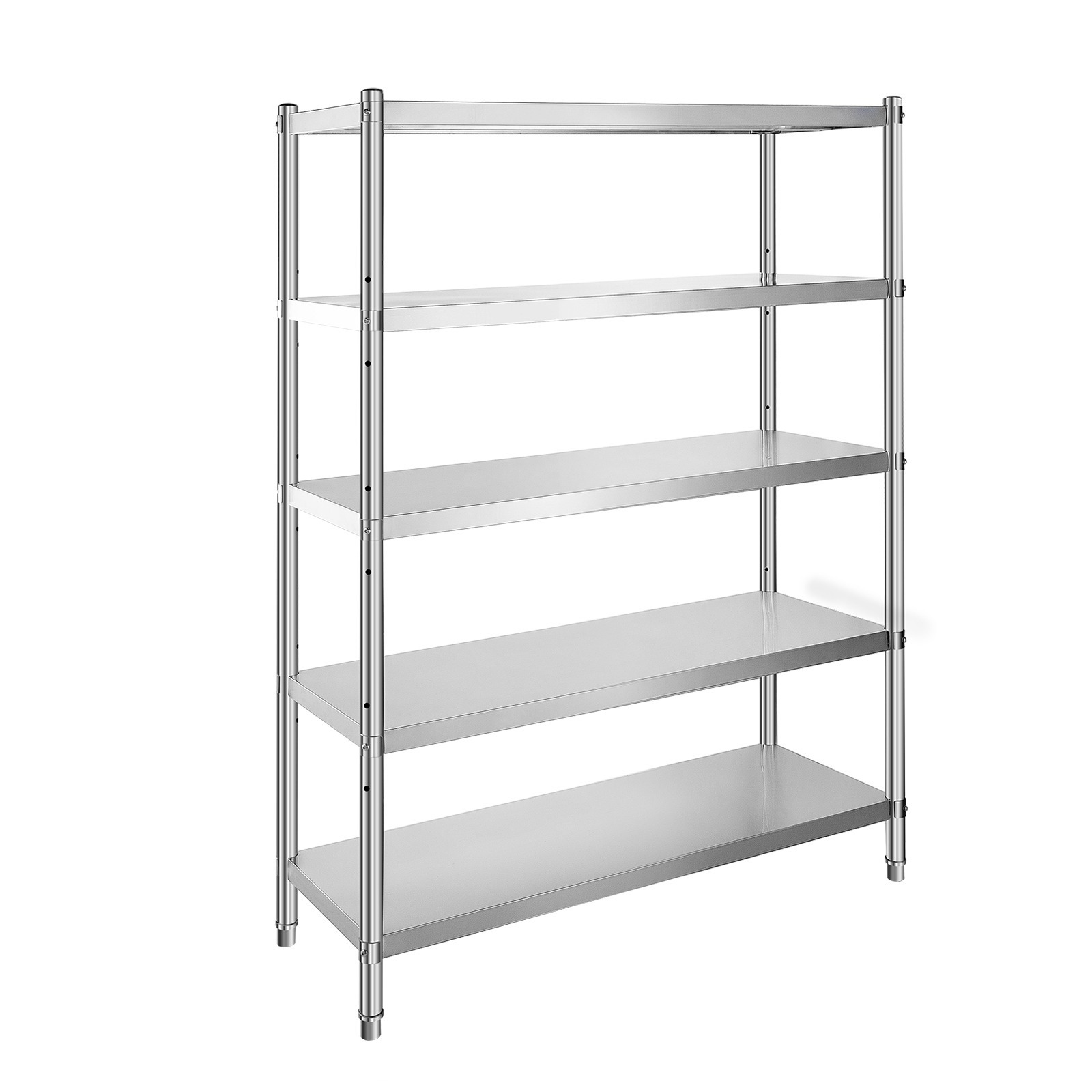 Image of Vevor Stainless Steel Shelves 47.5x18 Inch 5 Tier Adjustable Shelf Storage Unit Stainless Steel Rack Shelving Heavy Duty Shelving For Kitchen Commercial Office Garage Storage 330lb Per Shelf