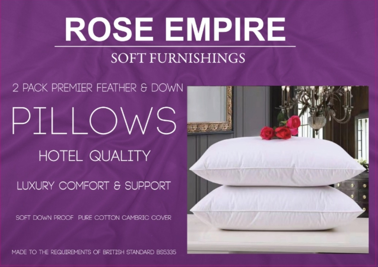 OUTLET PRICE ROSE EMPIRE Premium Duck Feather and Down Pillows with Down Proof Fabric | Hotel Quality Pillow (pack of 2)