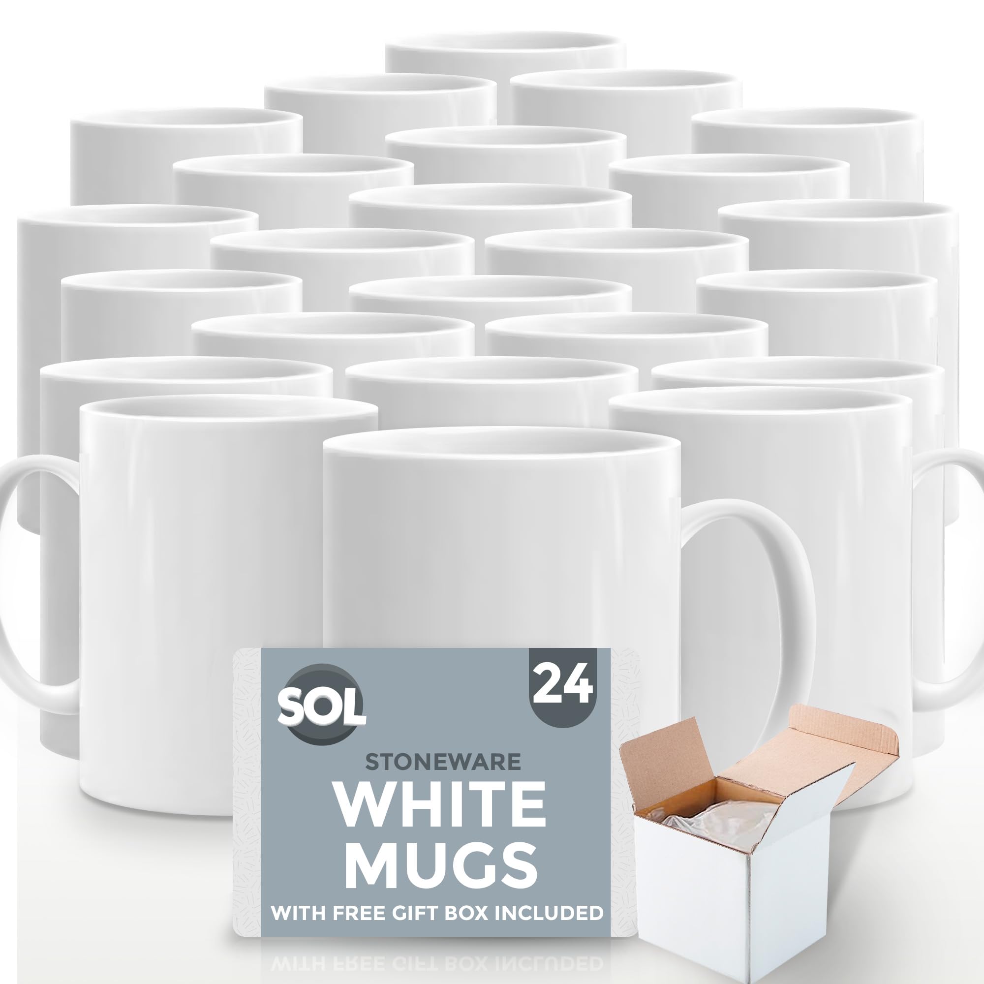 TEMU 24 Pack White Ceramic Mug Set 11oz | Stoneware Mugs | Classic Plain White Mugs For Kitchens, Restaurants & Cafes | Dishwasher & Microwave Safe