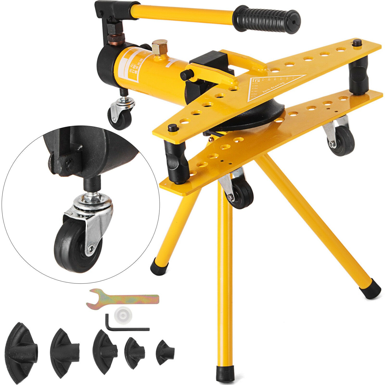 Vevor Manual Hydraulic Pipe Tube Bender Machine 10 Ton Manual Hydraulic Tube Bending Machine 1/4"-1" Diameter 6 Dies For Heating And Piping Construction