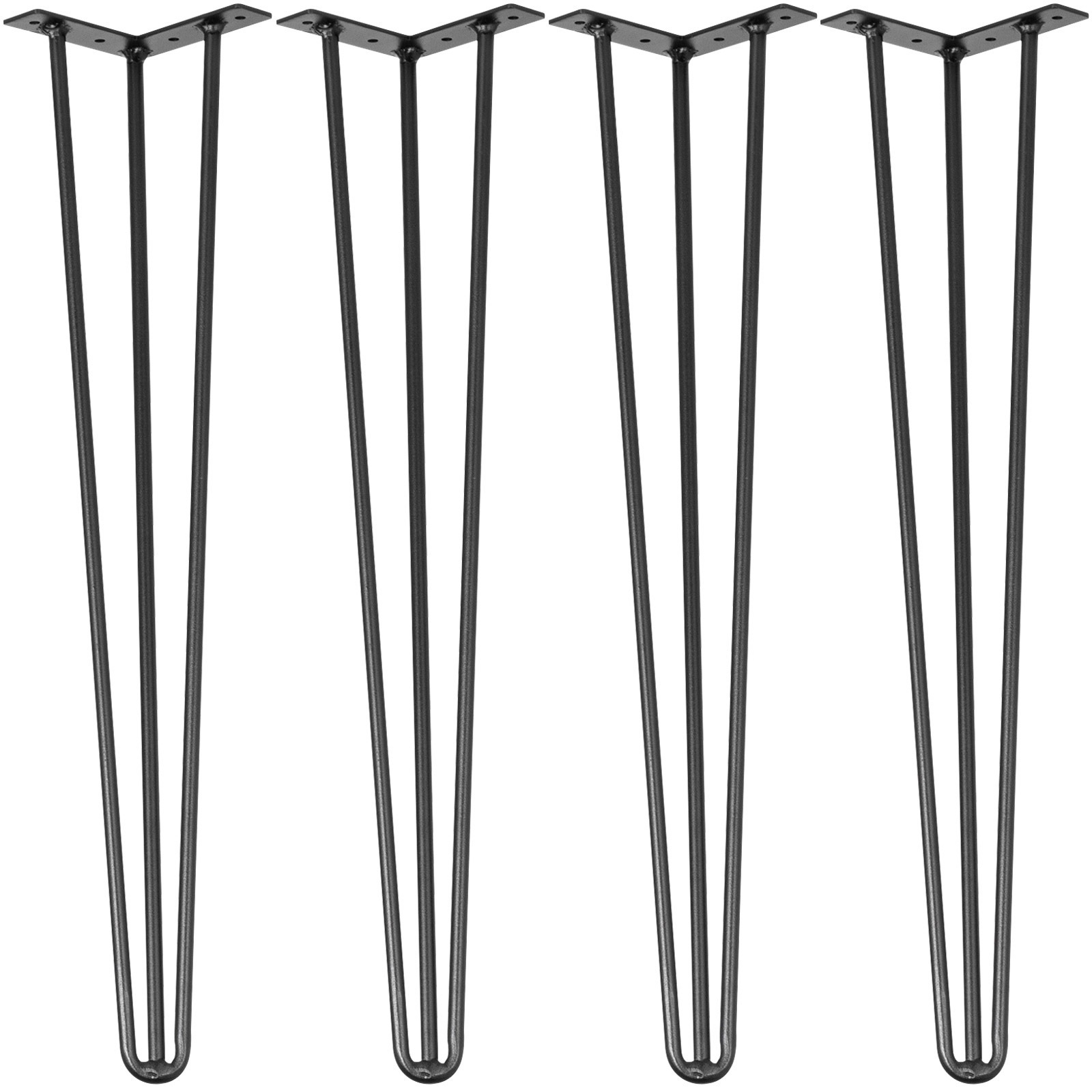 Image of Hairpin Table Legs 16" Black Set Of 4 Desk Legs 880lbs Load Capacity (each 220lbs) Hairpin Desk Legs 3 Rods For Bench Desk Dining End Table Chairs Carbon Steel Diy Heavy Duty Furniture Legs
