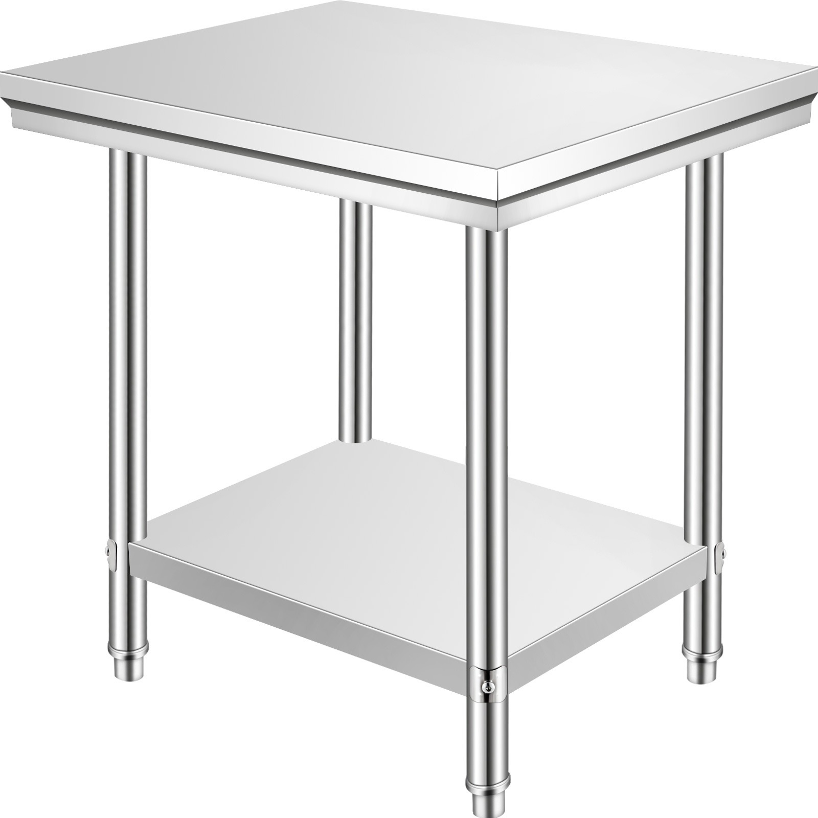 Image of Vevor Stainless Steel Prep Table, 35 X 24 X 31 Inch, 700 Lbs Load Capacity, Heavy Duty Metal Worktable With 3 Adjustable Height Levels, Commercial Workstation For Kitchen Garage Restaurant Backyard