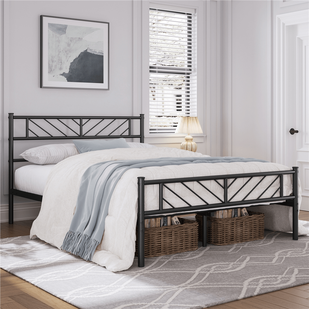 TEMU Costoffs Metallbett Minimalistischer Bettrahmen mit Kopfteil Gästebett mit Lattenrost für Schlafzimmer Gästezimmer