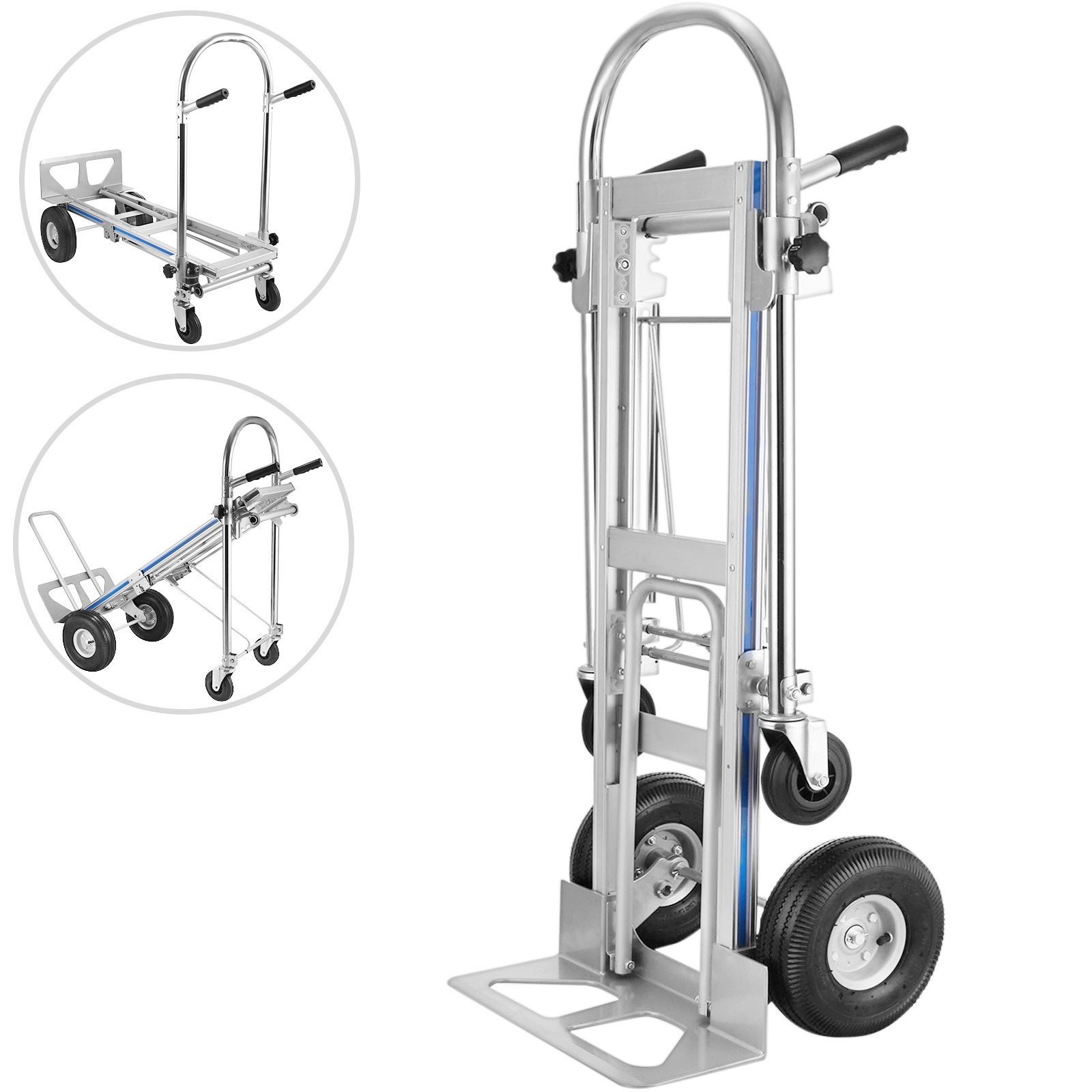 Vevor 3-in-1 Heavy-duty Hand Truck Foldable Dolly Cart 1000 Lb Capacity Aluminum