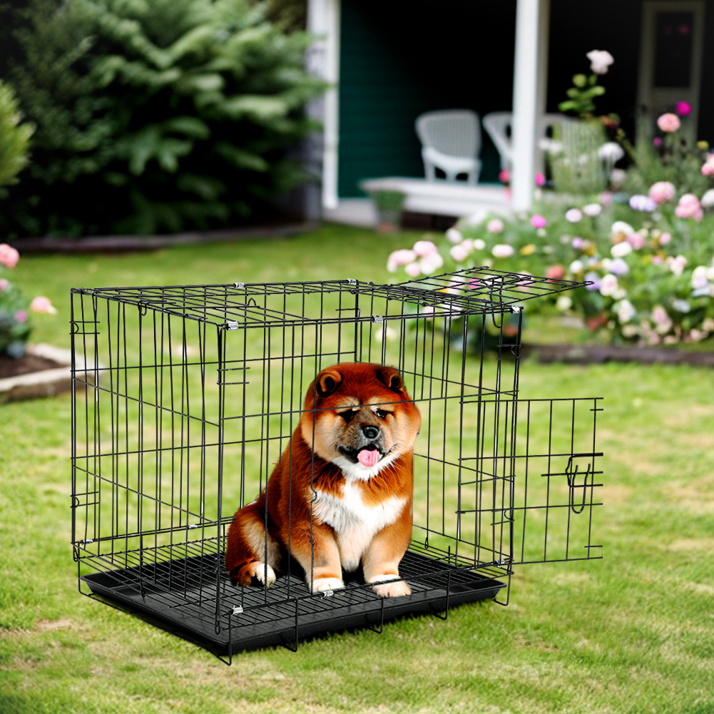 TEMU Small Dog Crate, Dog Cage, Includes Leak-proof Pan, Metal Training Dog Crate, 2 Doors Puppy Pet Cage, Indoor Outdoor Basic Dog Crates, Suitable