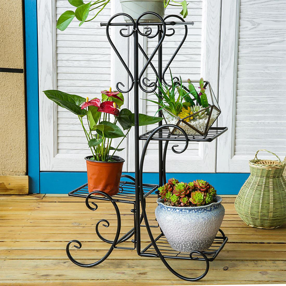 TEMU 4 Tiers Plant Stand Indoor Outdoor Metal Plant Holder 80cm Tall Plant Stand Corner Rustproof Plant Table Plant Shelf For Corner Patio Garden