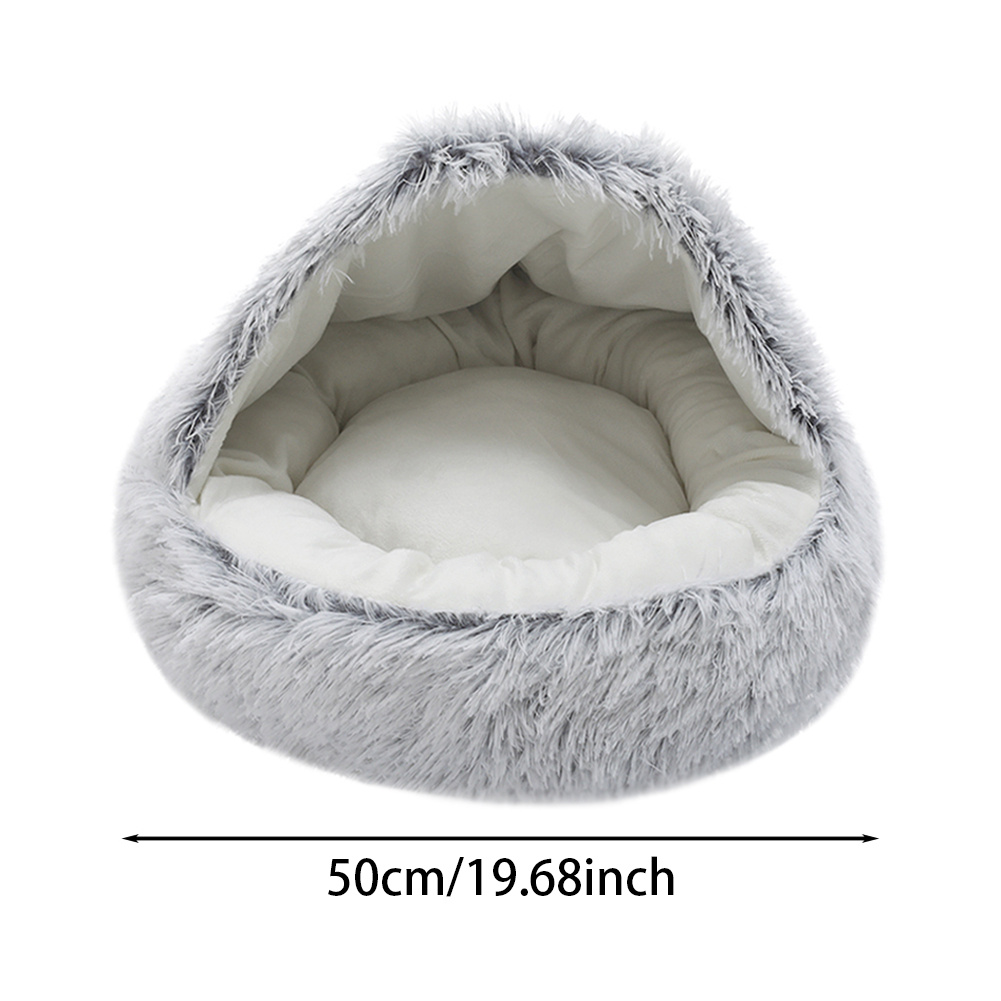 TEMU Calming Beds With Hood Cover Round Washable Pet Beds For Small Medium Pets Cozy For Indoor Cats Or Small Dog Beds Plush Dog Bed For 50cm