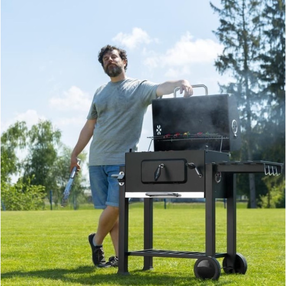 

Grill - avec récupérateur de cendres, aérateur, plateau réglable et grille rabattable