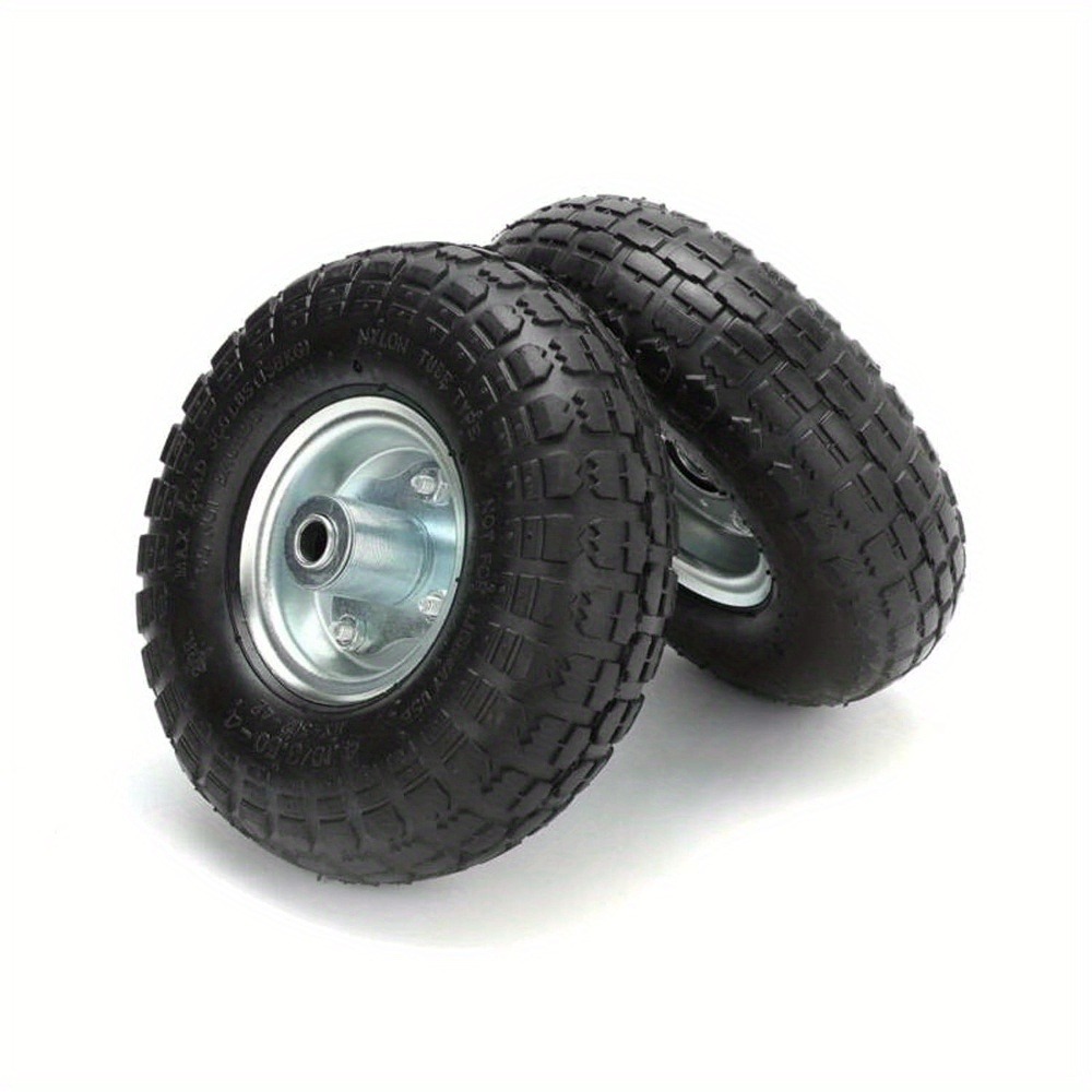TEMU 2pcs Wheelbarrow Wheel 10" 4.10/3.50-4 Wheelbarrow Wheels Pneumatic Tyre Heavy Duty Wheel Spare Hand Cart Wheels For Sack Truck Cart